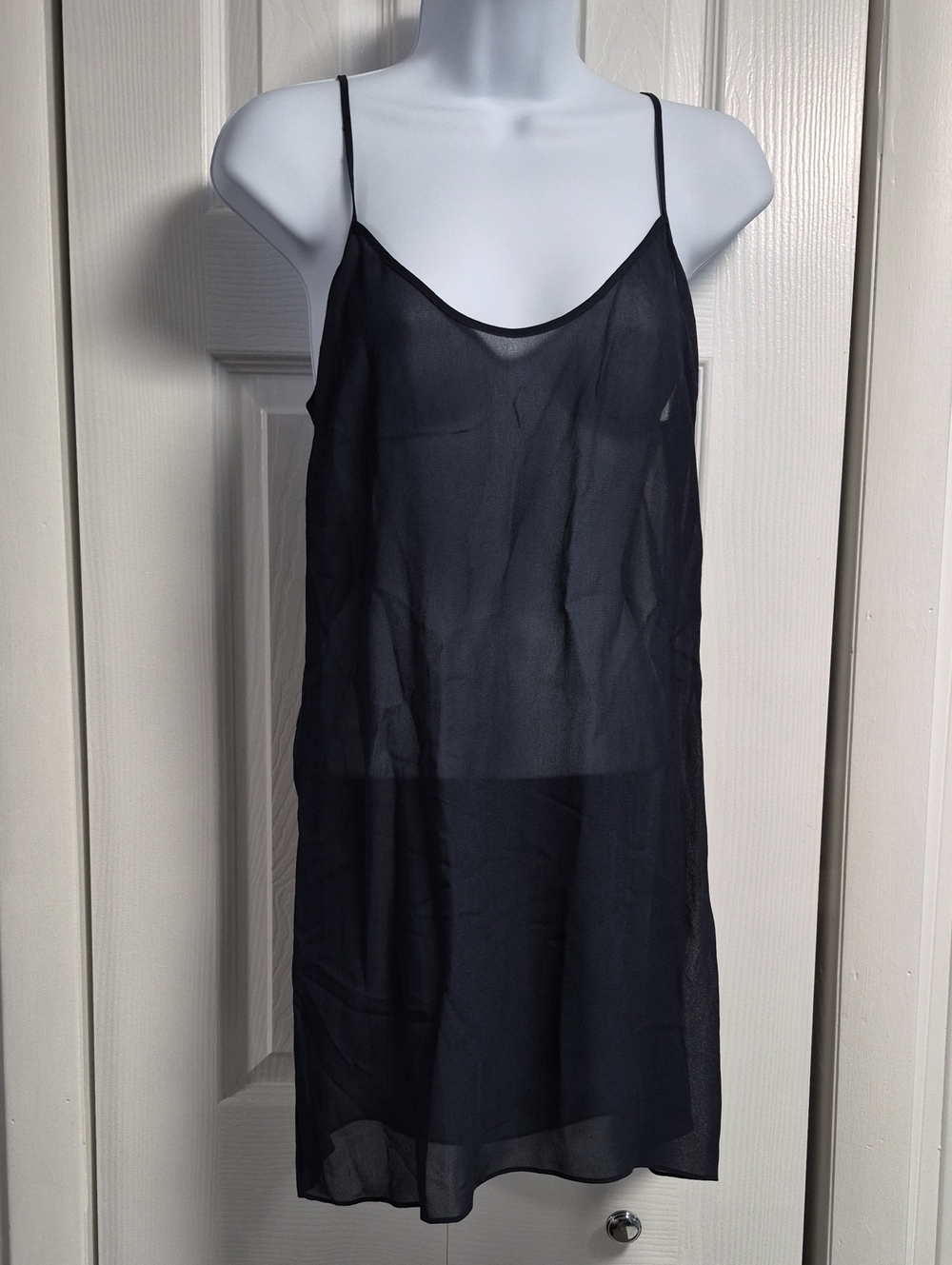Rag & Bone Black Sheer Slip Chemise with Spaghetti Straps X/S